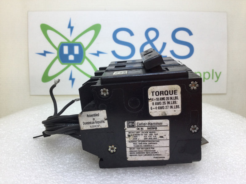 Cutler Hammer BAB2040S 40 Amp 2 Pole 120/240V Bolt on Breaker w/ Shunt - FLAWED