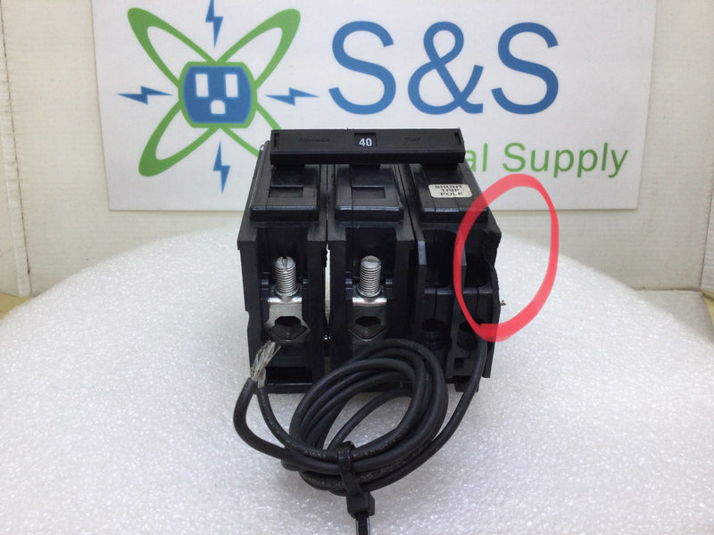 Cutler Hammer BAB2040S 40 Amp 2 Pole 120/240V Bolt on Breaker w/ Shunt - FLAWED