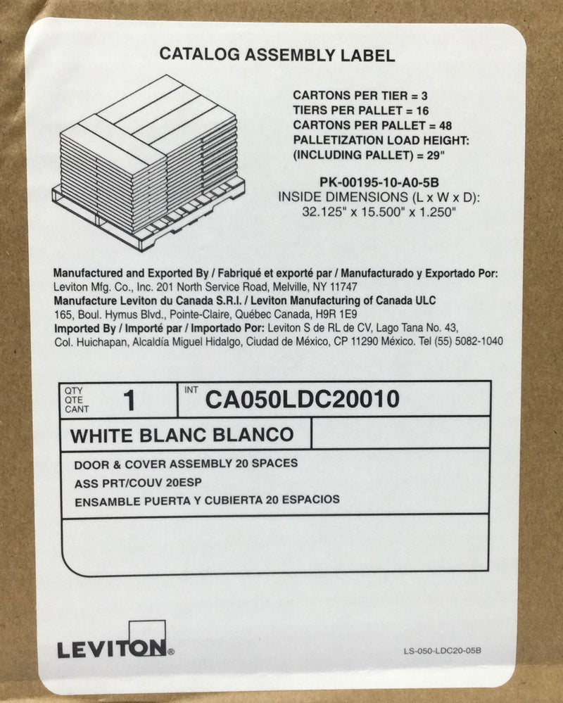 Leviton LP222-LDR 125 Amp 20 Space 1PH 3 Wire 120/240V Main Lug Load Center