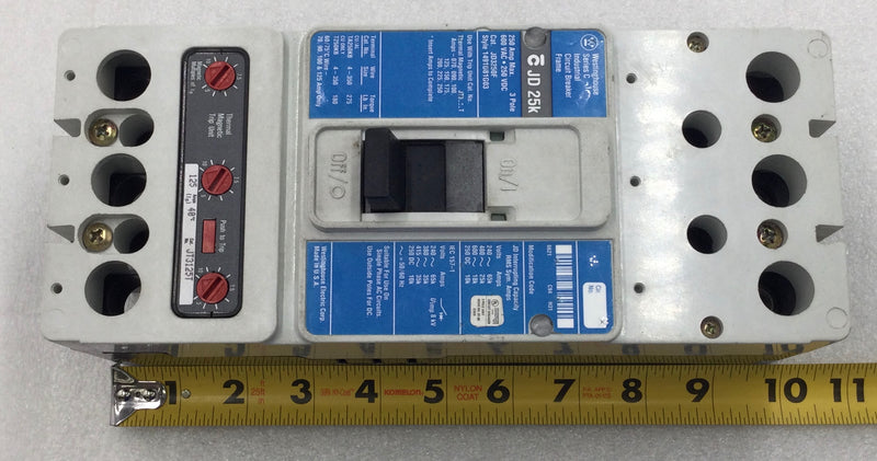 Westinghouse JD3250F 250 Amp 3 Pole 600V Circuit Breaker w/125 Amp Trip JT3125T