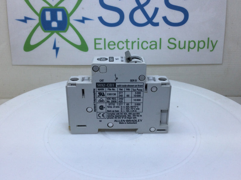Allen Bradley 1492-CB1-G050 5 Amp 1 Pole 277V Circuit Breaker