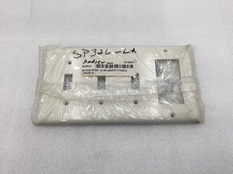 Legrand SP326-LA 4 Gang Device Plate 3 Toggle Style 1 Decora in Light Almond