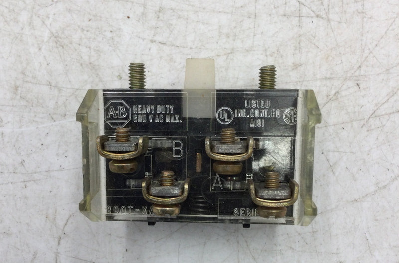 Allen Bradley 800T-XA Series Contact Block with 1 Normally Open and 1 Normally Closed Contacts