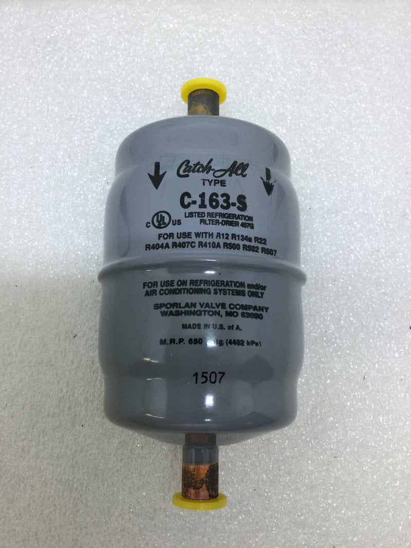 Sporlan Type C-163-S Liquid Line Filter-Drier For Use With R12, R22, R500 & R502 Refrigerants