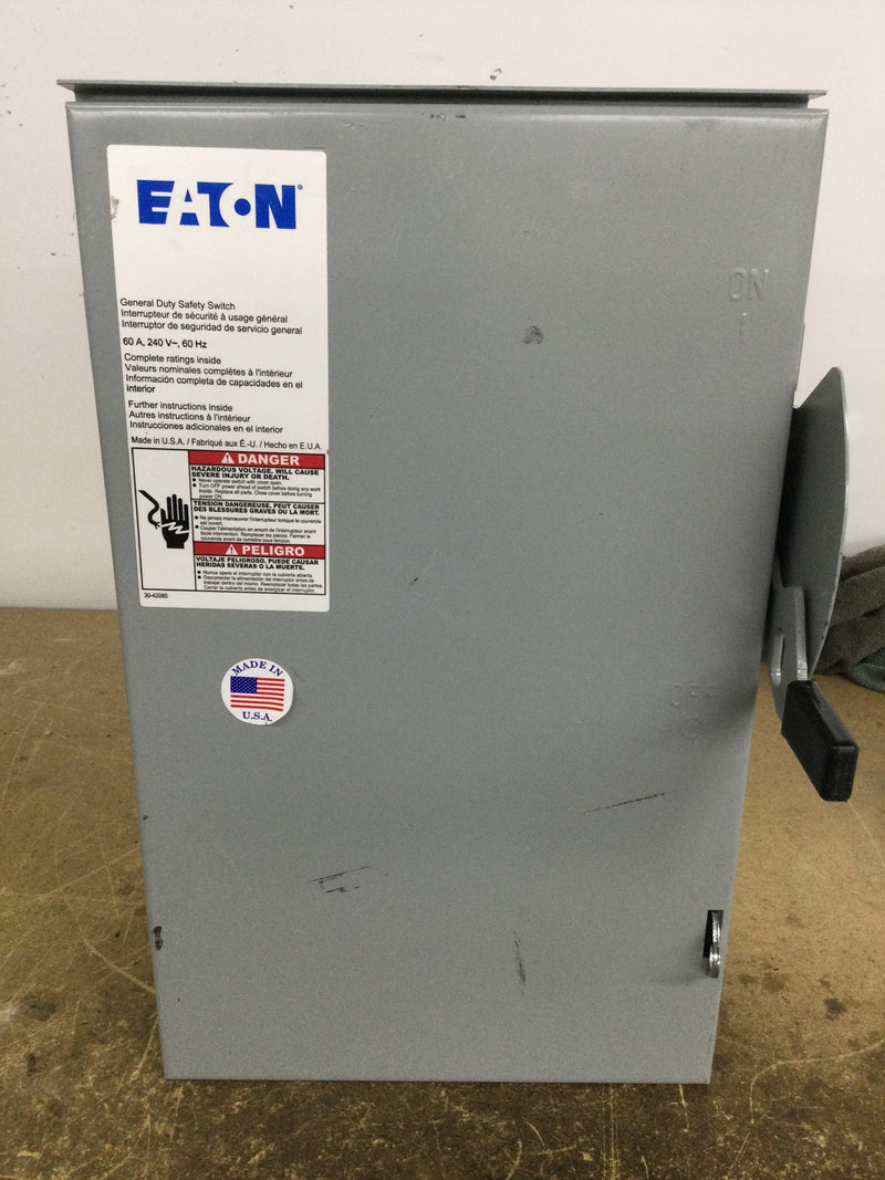 Eaton DG222URB Single Phase 60A 240VAC Non-Fused General Duty Safety Switch