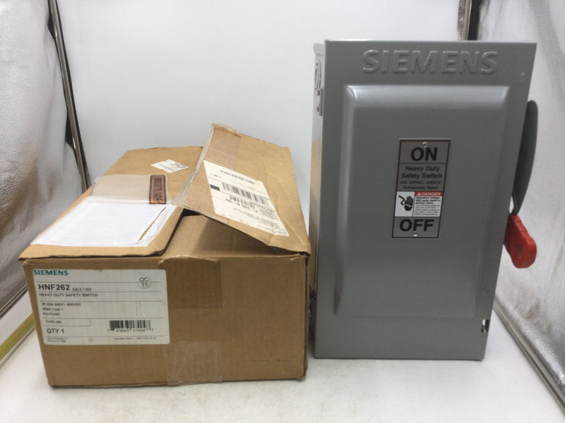 Siemens HNF262 60 Amp 600V Nema 3R Non-Fusible Heavy Duty Safety Disconnect Switch