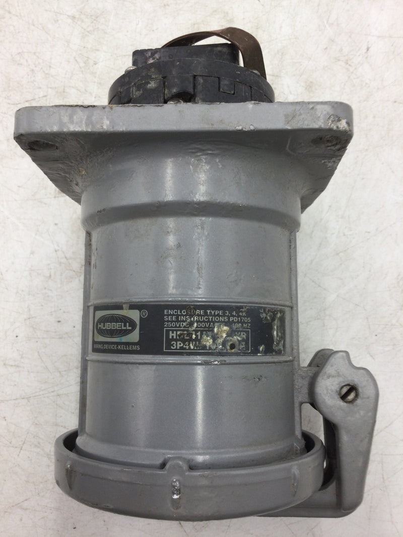 Hubbell HBL4100RS2WR Industrial Grade Female Receptacle 3 Pole 4 Wire 100 Amp