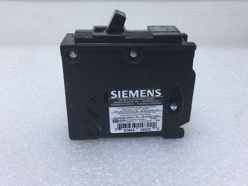 ITE/Siemens Q140 Circuit Breaker 40 Amp 120/240V Single Pole Unit Type QP