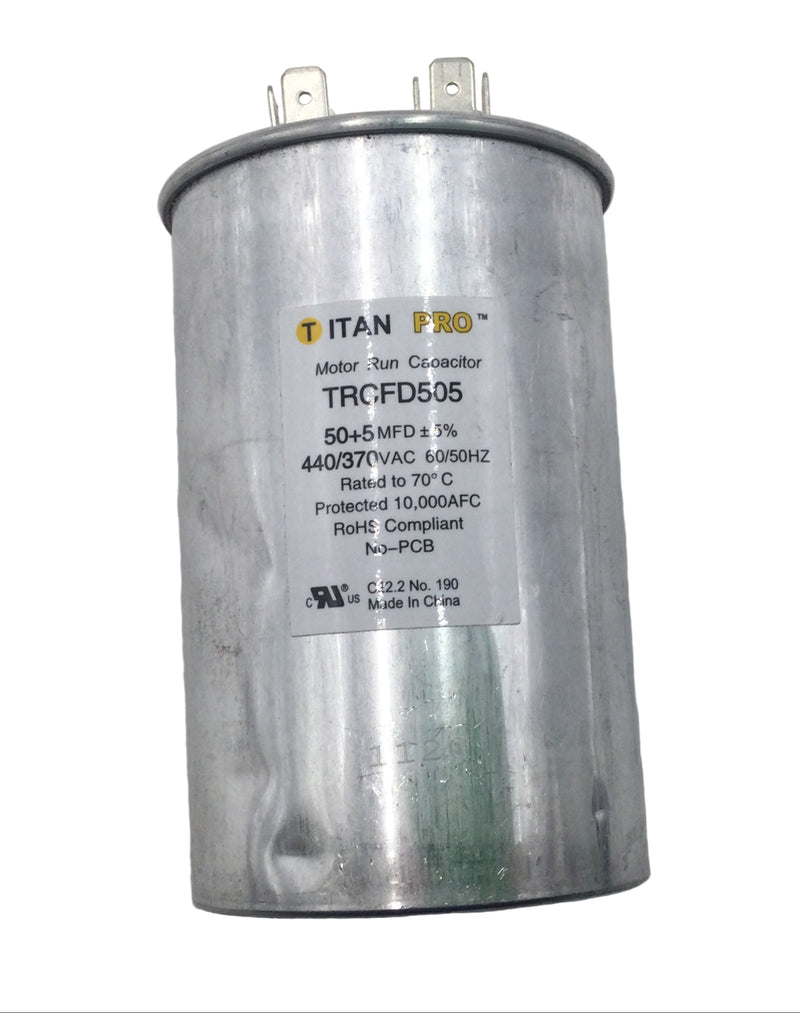 Titan Pro TRCFD505 50+5 MFD+/-5% 50/60Hz 370/440V Motor Run Dual Capacitor