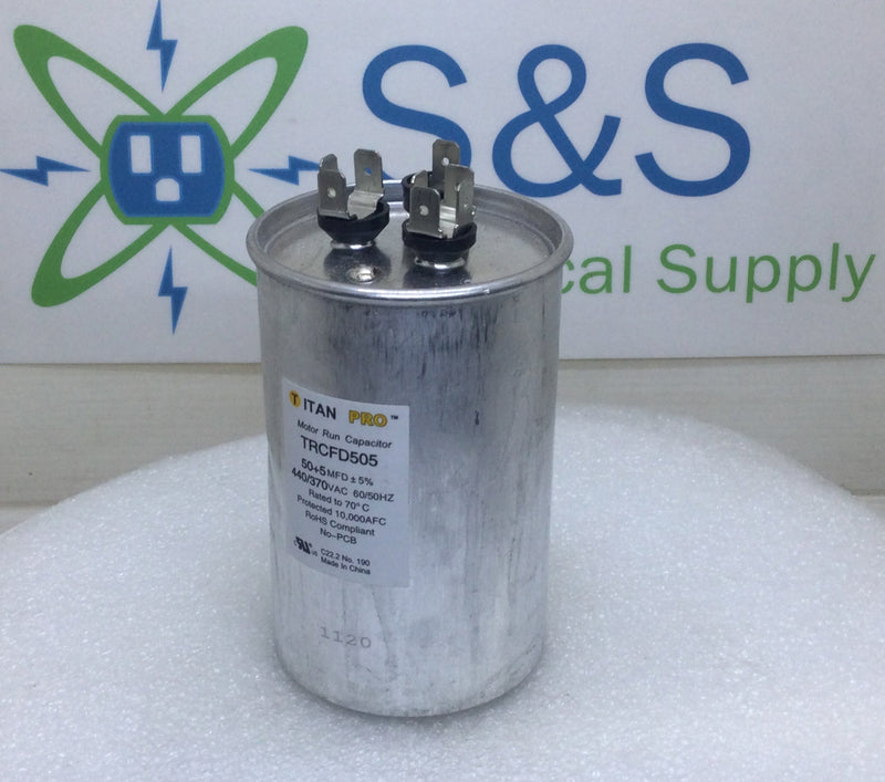 Titan Pro TRCFD505 50+5 MFD+/-5% 50/60Hz 370/440V Motor Run Dual Capacitor