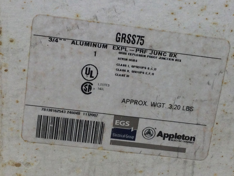 Appleton Electric GRSS75 3/4" Explosion Proof 7-Hub Junction Box
