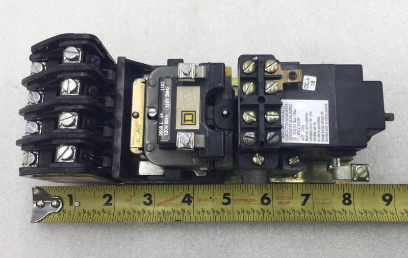 Square D 8903LXO40V02 30 Amp 4 Pole 120-600V Lighting Contactor w/120V Coil