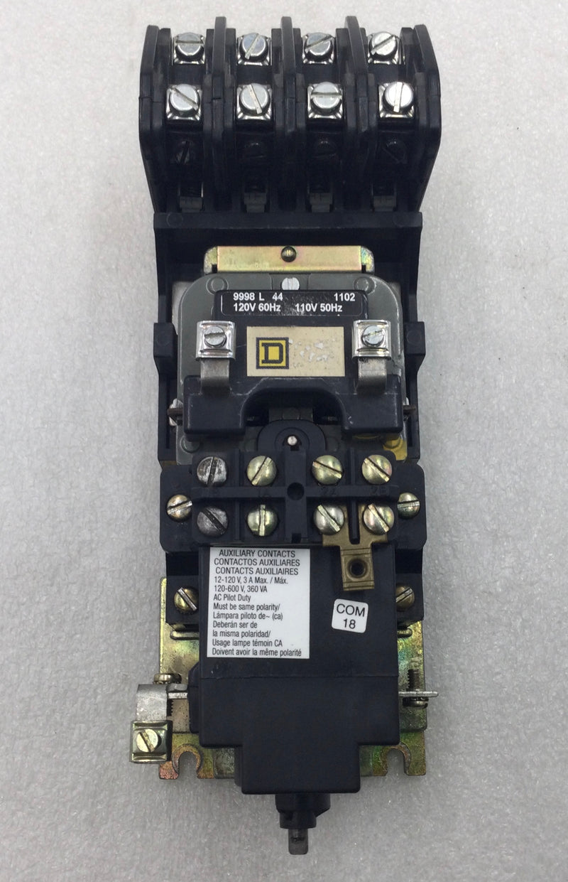 Square D 8903LXO40V02 30 Amp 4 Pole 120-600V Lighting Contactor w/120V Coil