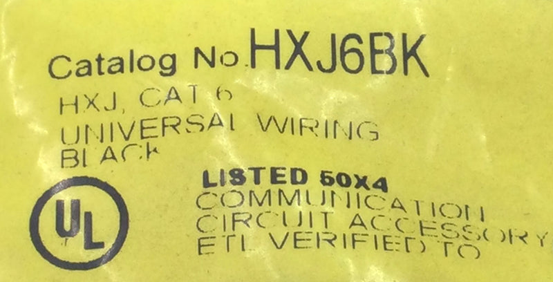 Hubbell HXJ6BK Cat 6 Universal Wiring XCELERATOR Jack Module