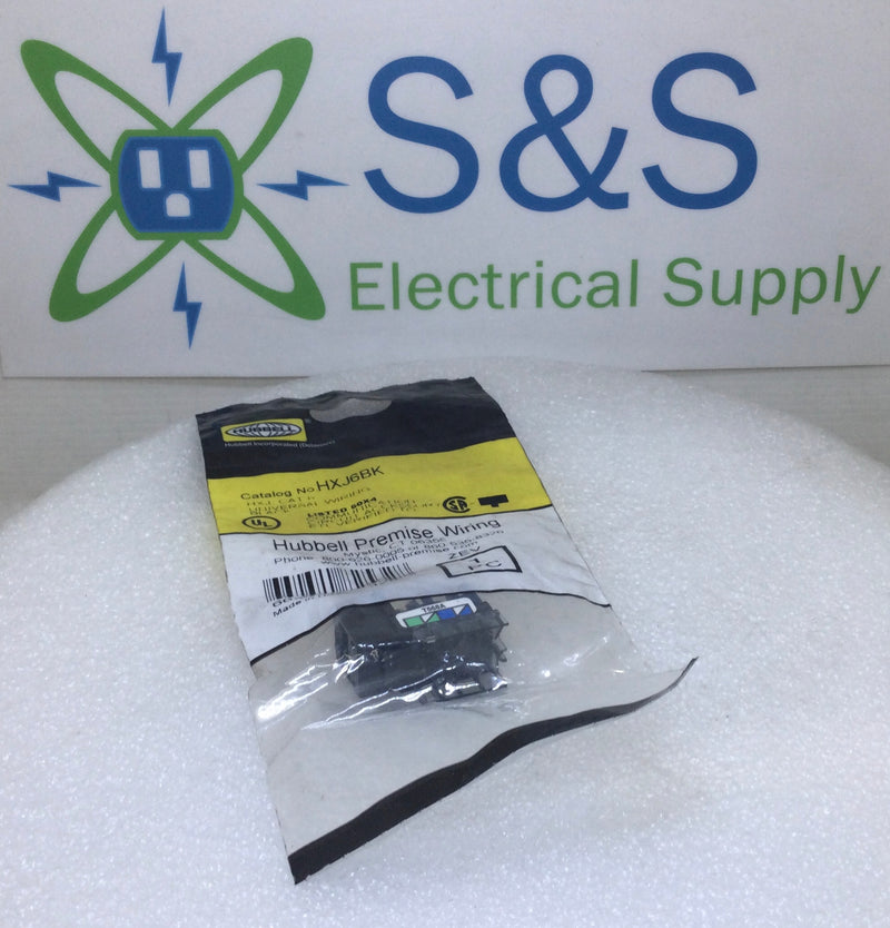Hubbell HXJ6BK Cat 6 Universal Wiring XCELERATOR Jack Module
