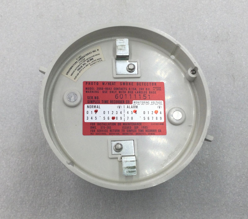 Simplex 2098-9642 0.15 Amps 24V Photo w/Heat Smoke Detector