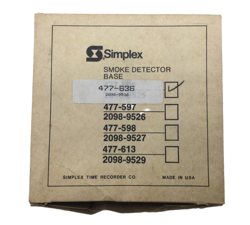Simplex 2098-9536 1 Amp 24V 4 Wire 6 1/2" Smoke Detector Base
