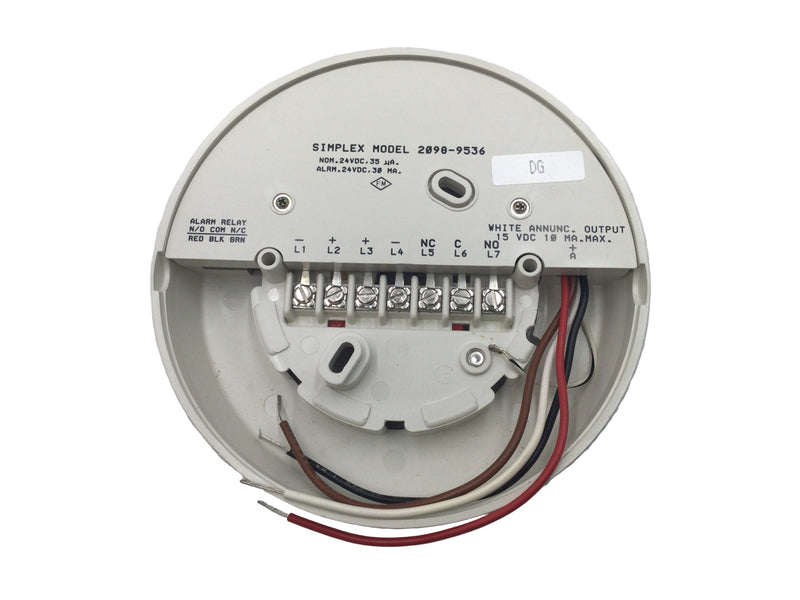 Simplex 2098-9536 1 Amp 24V 4 Wire 6 1/2" Smoke Detector Base