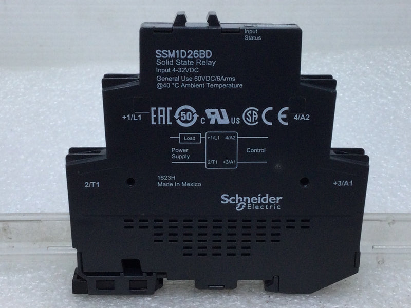 Schneider Electric SSM1D26BD Solid State Relay Input 4-32VDC General Use 60VDC/6Arms