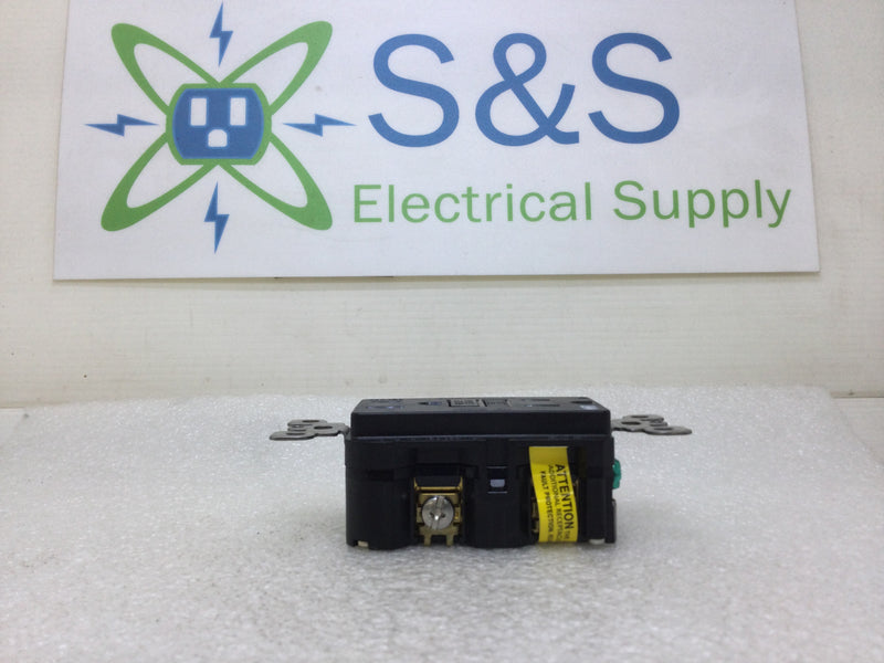 Leviton GFWT1-E Smartlock Pro Self Test GFCI Receptacle in Black Lighted 15 Amp 125 VAC