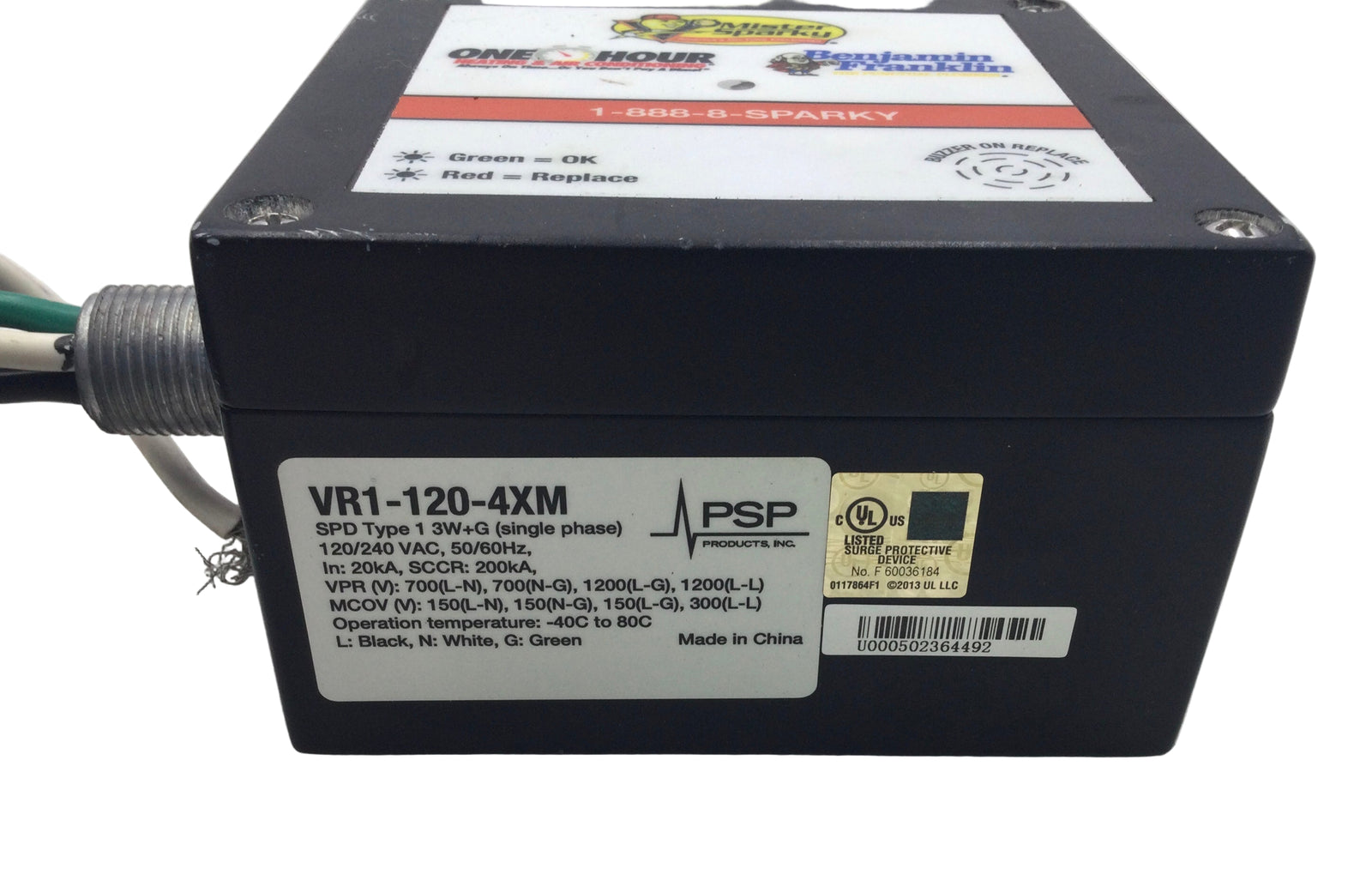 PSP Vortexx VR1-120-4XM 50/60Hz 120/240V Series R Type 1 Surge Protect
