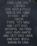 General Electric TEY350 50 Amp 3 Pole 277/480V Circuit Breaker - Printed Face