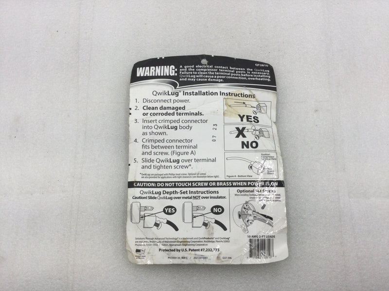 QwikLug QT2810 10 Gauge Compressor Terminal Repair Kit - 2 Foot Length