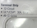 Ideal 89-212 12 Circuit 30 Amp 600V Terminal Strip 10 7/8" x 2 7/8"