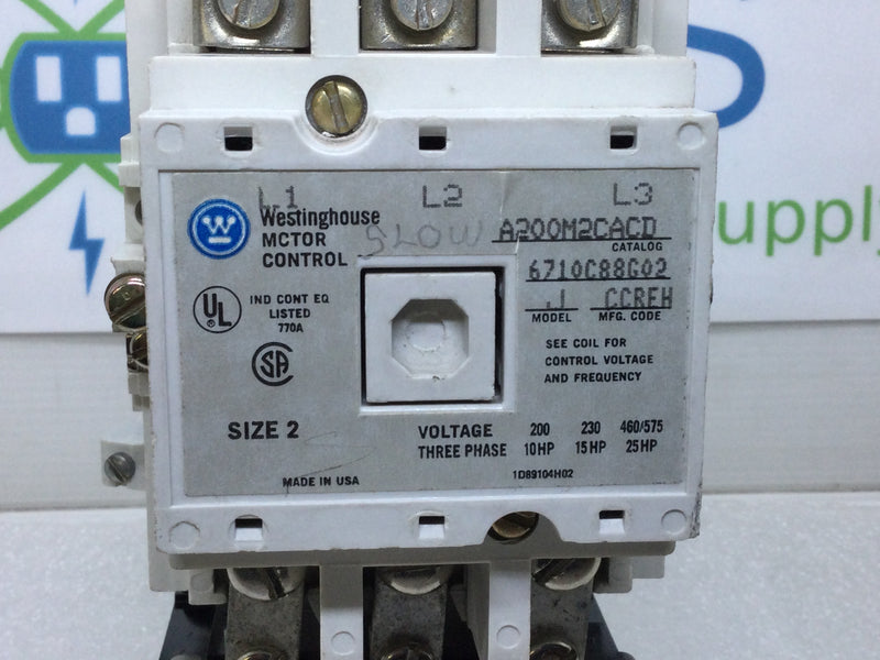 Westinghouse A200M2CACD 3-Phase Motor Control Model J Size 2