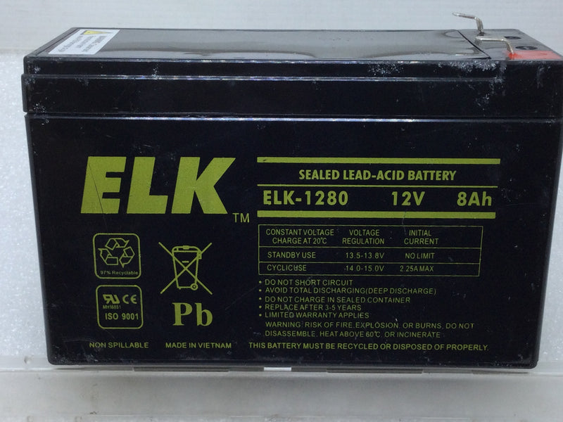ELK ELK-1280 Sealed Lead-Acid Battery 12V 8Ah Non Spillable