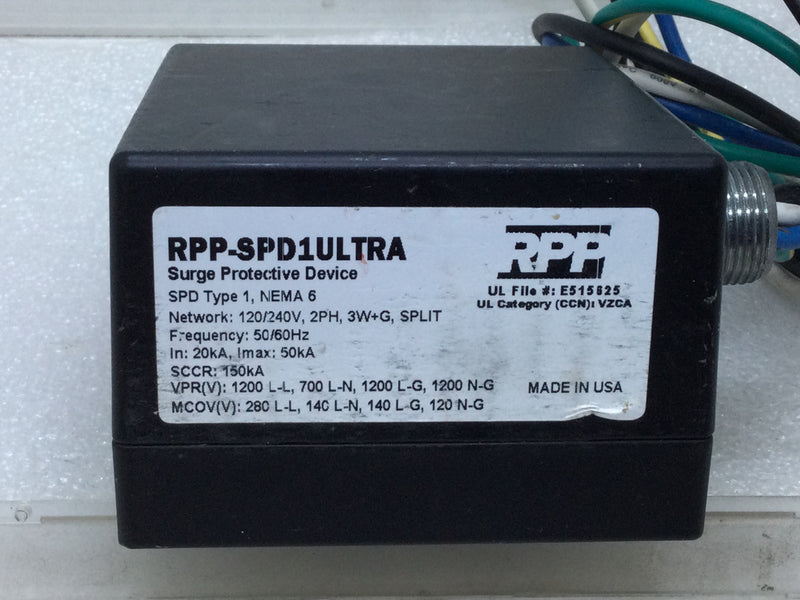 RPP RPP-SPD1ULTRA Surge Protective Device SPD Type 1 NEMA 6 120/240V 2PH 3-Wire Plus Ground Split 50/60Hz