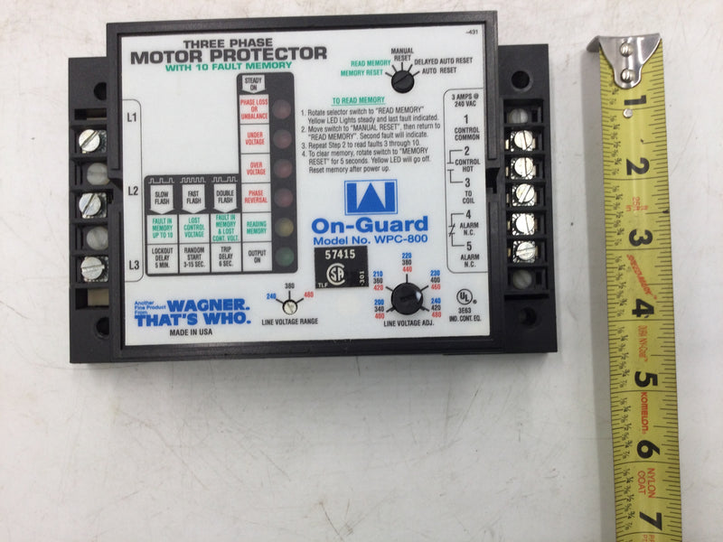 Wagner On Guard WPC-800 3 Phase Motor Protector w/ 10 Fault Memory