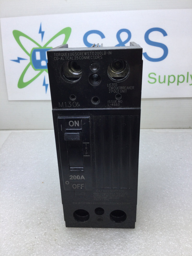 GE General Electric TQD22200/WL 200 Amp 2 Pole 240 Volt Circuit Breaker