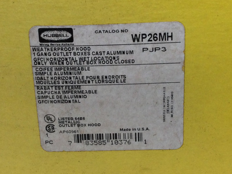 Hubbell WP26MH Weatherproof Hood 1-Gang Outlet Box