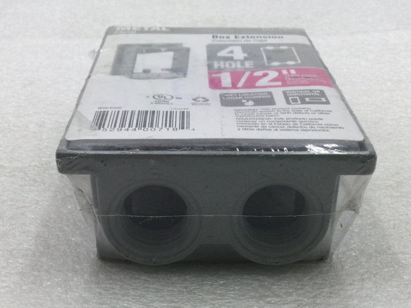 791-468 Metal 4 Hole 1 Gang 1/2" Threaded Weatherproof Box Extension