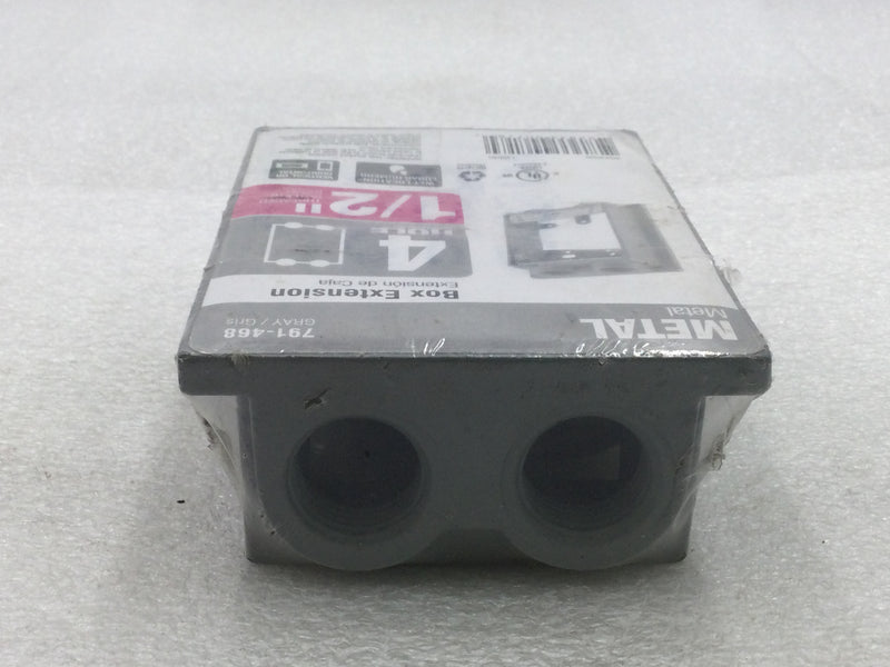 791-468 Metal 4 Hole 1 Gang 1/2" Threaded Weatherproof Box Extension