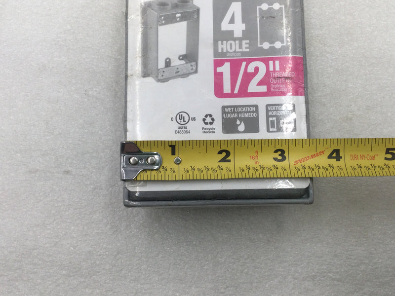 791-468 Metal 4 Hole 1 Gang 1/2" Threaded Weatherproof Box Extension