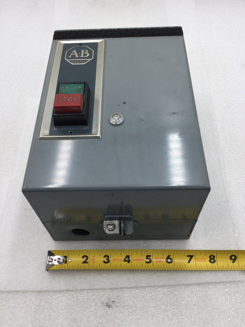 Allen-Bradley 509-AAXD 18 Amp 2 Pole Motor Starter w/120V Coil and Enclosure