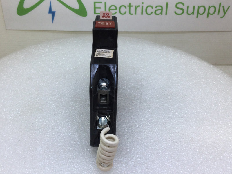 Cutler Hammer CH120GF 20 Amp 1 Pole GFCI Circuit Breaker