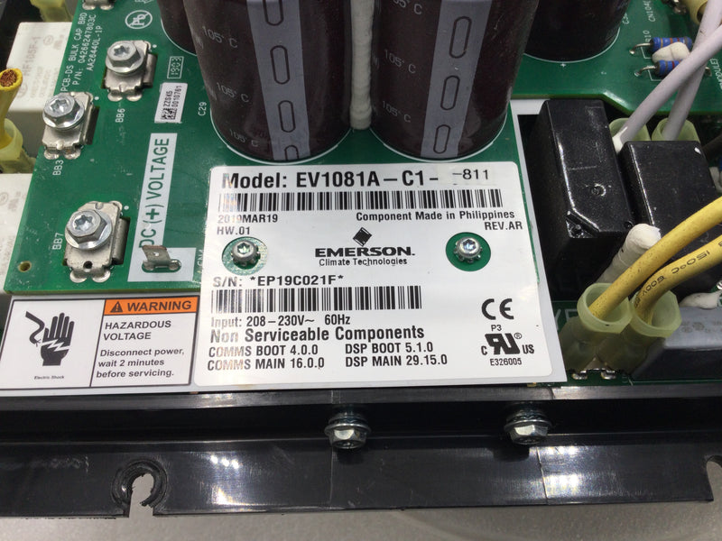Emerson EV1081A-C1-111 HVAC 5 Ton Inverter Control Board w/ Heatsink - No Lid