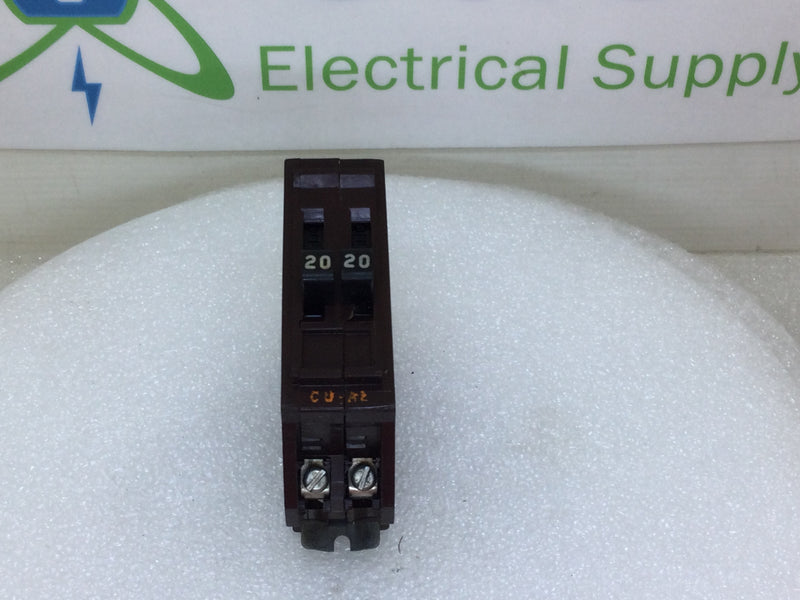 Wadsworth A2020 20 Amp 2 Pole Tandem Circuit Breaker - Metal Foot - Flaw