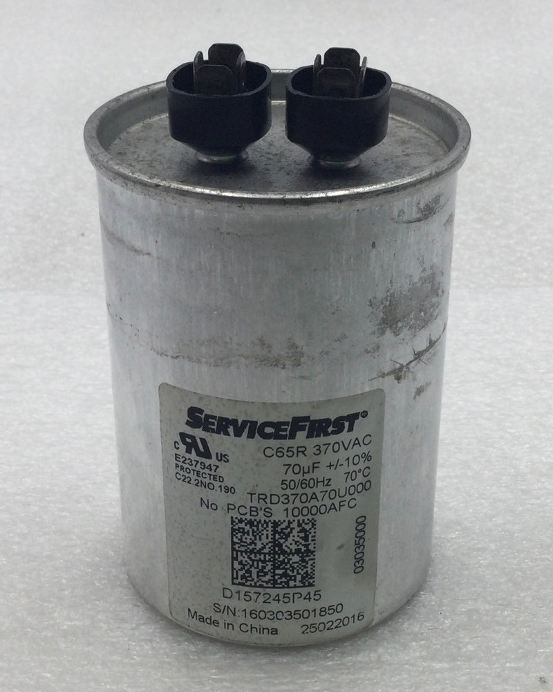 ServiceFirst D157245P45 C65R 70uF +/-10% 370V 50/60Hz Capacitor