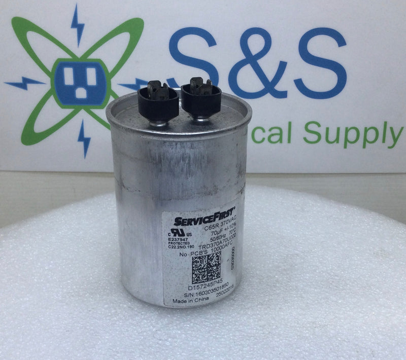 ServiceFirst D157245P45 C65R 70uF +/-10% 370V 50/60Hz Capacitor