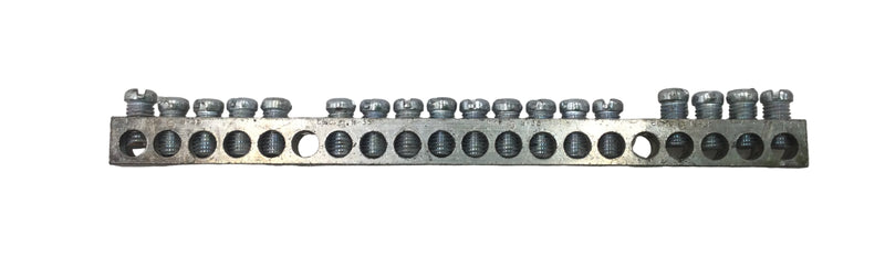 20 Position CMC N-35 4-14 AWG 120/240V Grounding Bar 6 1/4" x 3/8"