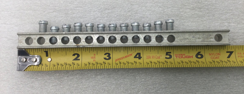 14 Position 4-14AWG 120/240V Grounding Bar 6 5/8" x 1/2"