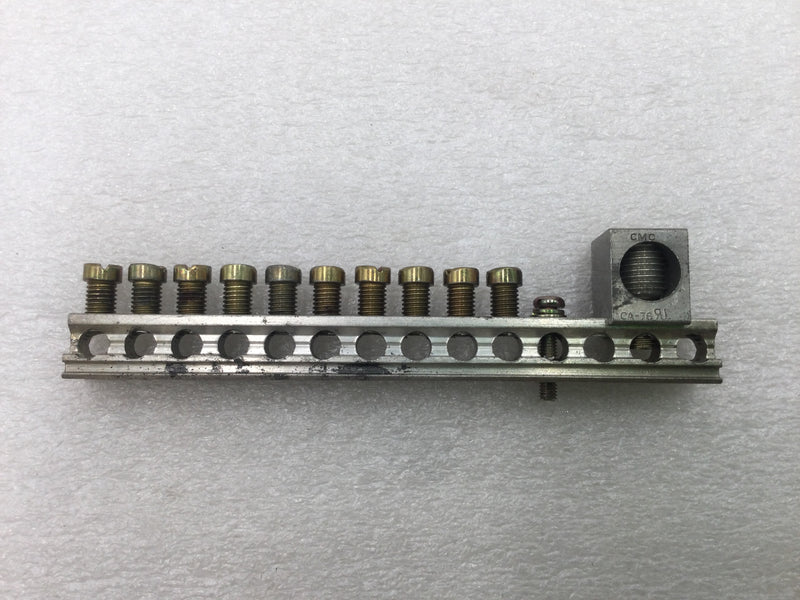 14 Position CMC CA-76 4-14 AWG 120/240V Grounding Bar 5 1/4" x 1 1/4"