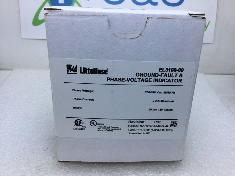 Littlefuse EL3100-00 Ground-Fault & Phase-Voltage Indicator Rev R02 208-600V 50/60Hz