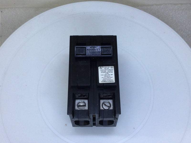 Square D HOM280 80 Amp 2 Pole 120/240V Circuit Breaker - White Sticker