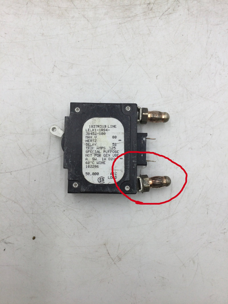 Airpax LELK1-1RS4-30452-100 80 Volt 100 Amp Bullet Style Breaker