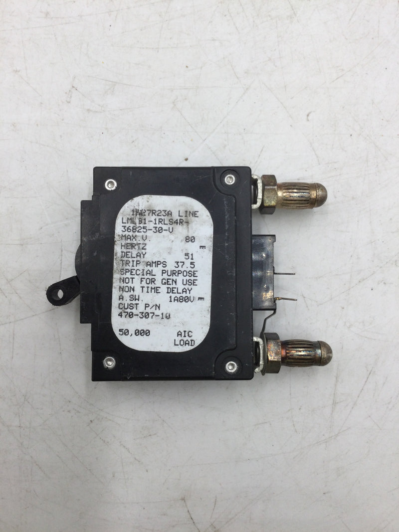 Airpax LMLB1-1RLS4R-36825-30-V 80 VDC 30 Amp Bullet Style Breaker